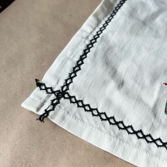 Embroidered Santa Dish Towel One Only Pier One Zig Zag Trim 3D - Picture 6 of 7